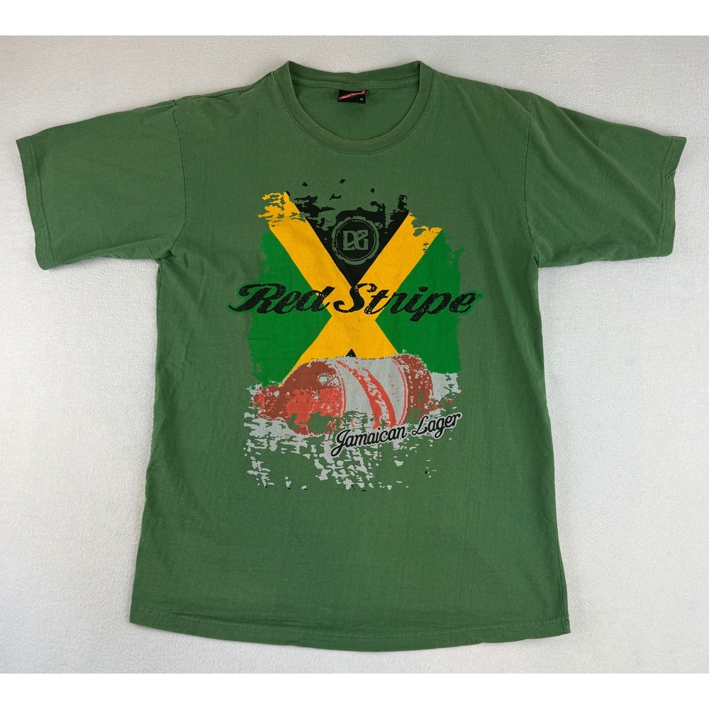 Red Stripe T-Shirt Mens XL Green Jamaican Lager Beer Graphic Tee Cool Since 1928